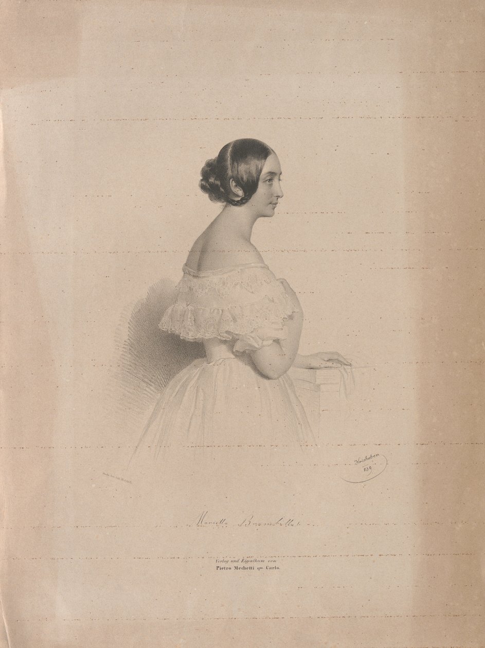 ओपेरा गायिका मारिएटा ब्रांबिला का पोर्ट्रेट 1807-1875, 1839। द्वारा जोसेफ क्राहुबेर