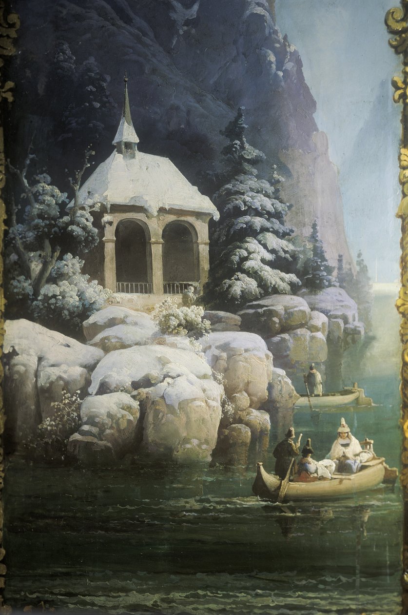 वियर्वाल्डस्टेट्टी (लेक ल्यूसर्न) में चैपल को बताओ, 1850 (दीवार पेंटिंग) द्वारा जोसेफ मतज नवरातिल