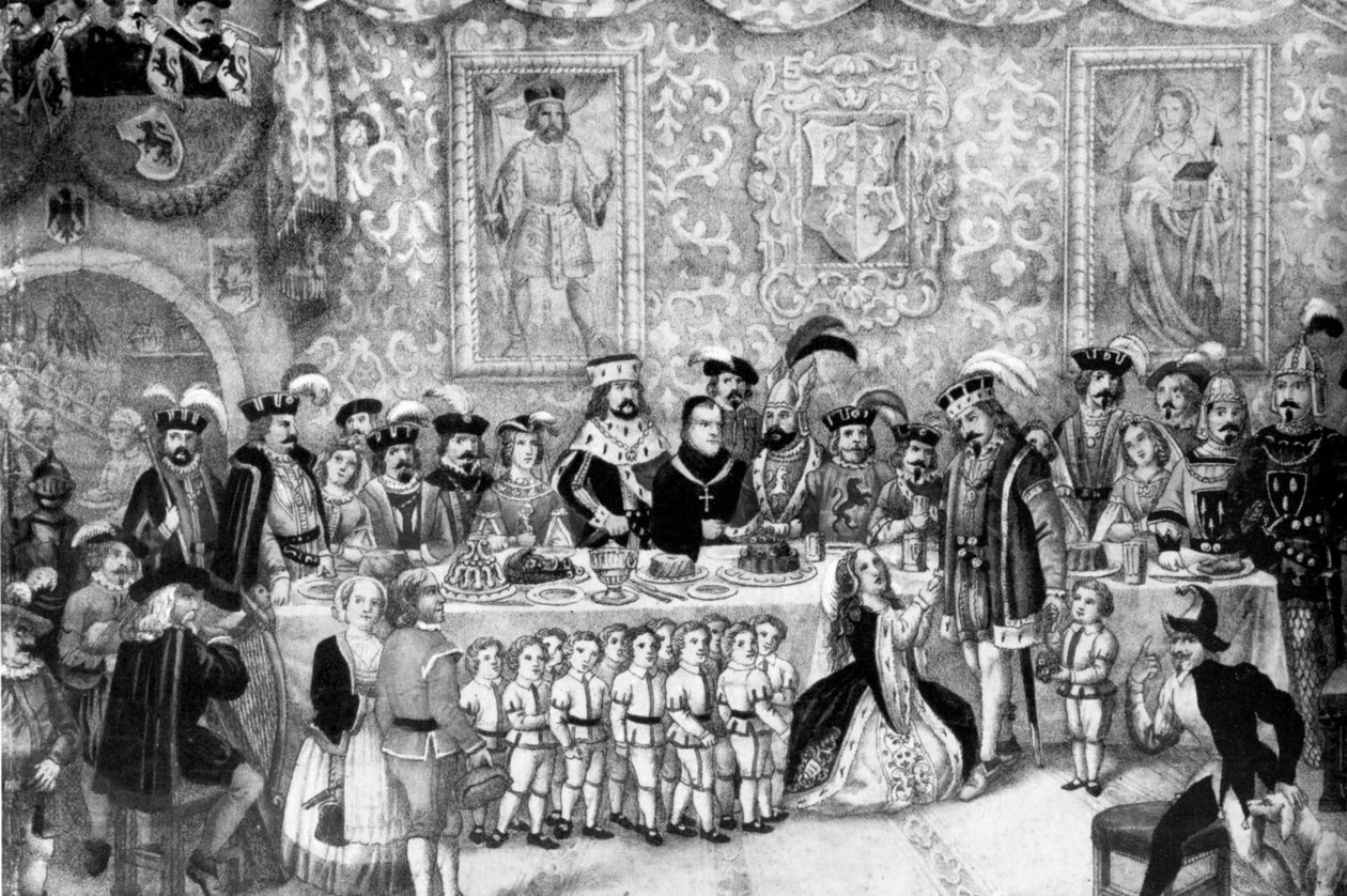 Welfensage, 3 मार्च 1862 को कार्निवल नाटक के रूप में प्रदर्शन द्वारा जोसेफ बेयर