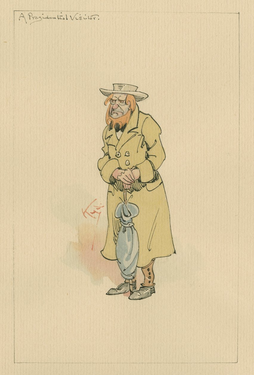 एक प्रेसिडेंशियल विजिटर, c.1920s (कागज पर wc के साथ पेन इन स्याही) द्वारा जोसेफ क्लेटन क्लार्क