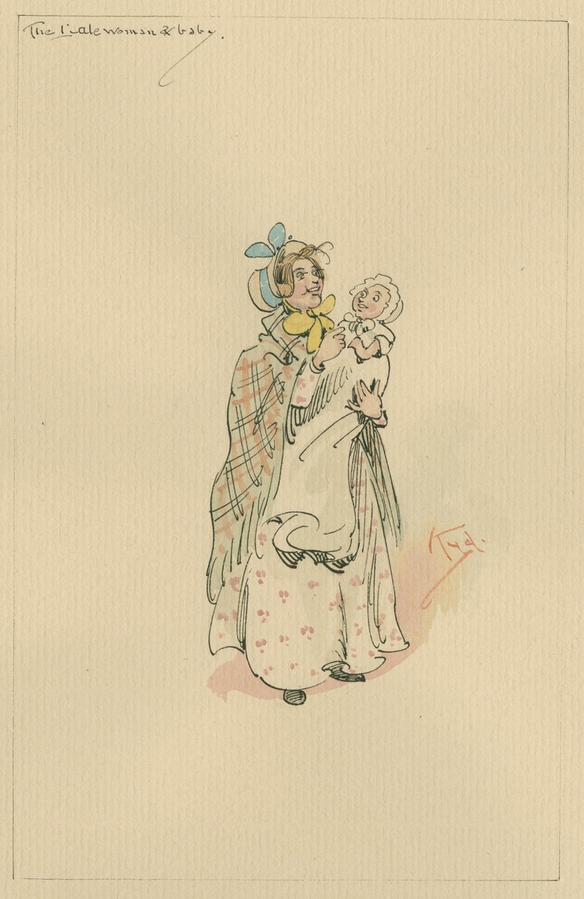 द लेले लेडी अंड बेबी, c.1920s (कागज पर wc के साथ पेन und इंक) द्वारा जोसेफ क्लेटन क्लार्क