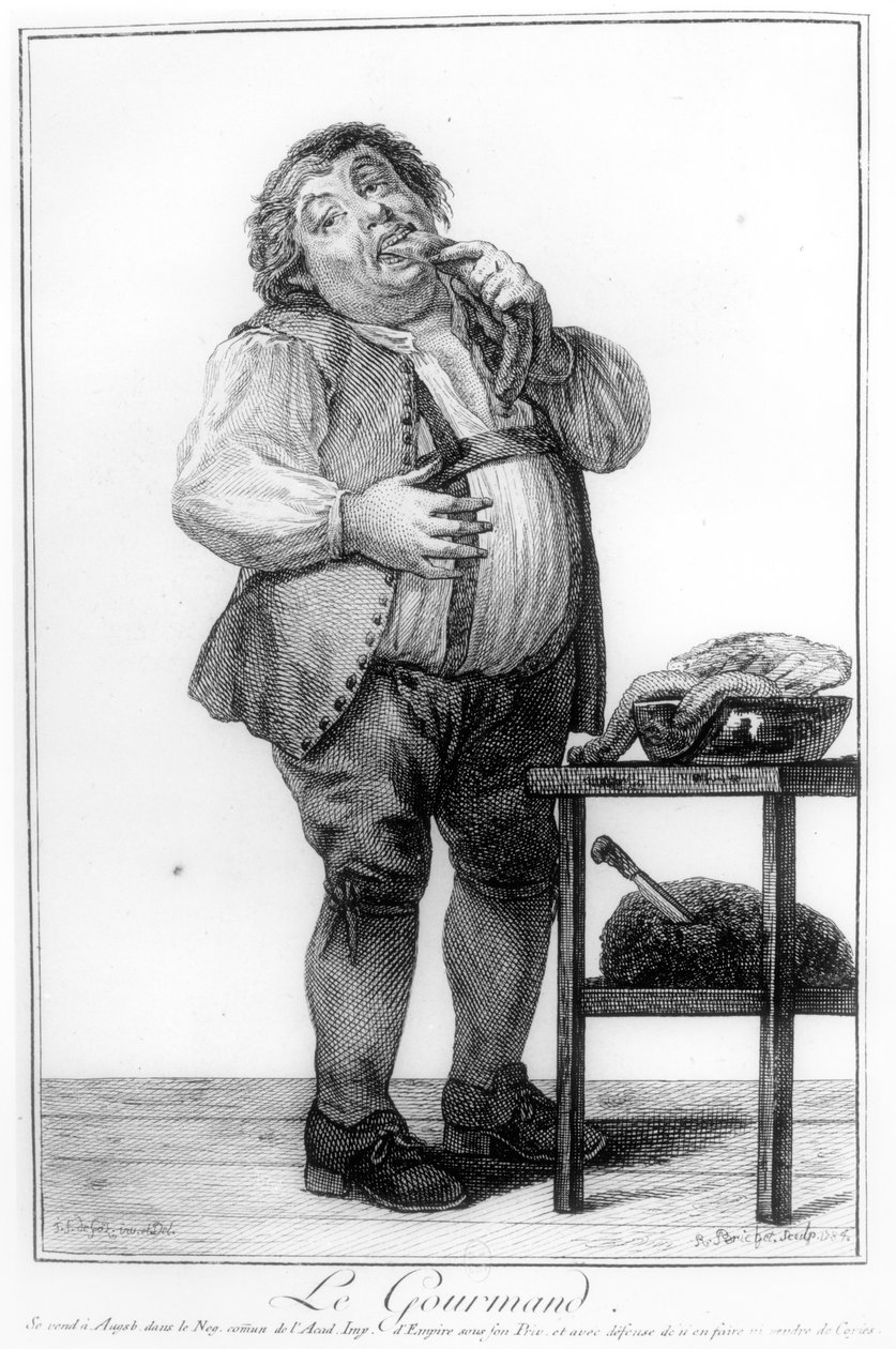 द ग्लुट्टन, &39;इमेजरी एक्सरसाइज एक्सरसाइज ऑफ डिफरेंस कैरेक्टर्स एंड ह्यूमन फॉर्म्स&39; से, ऑस्करबर्ग में प्रकाशित आर। ब्रिकेट द्वारा, 1783-84 में प्रकाशित द्वारा जोसेफ फ्रांज वॉन गूज