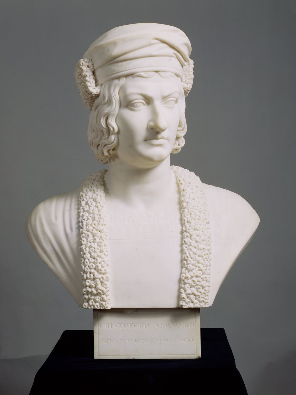 क्रिस्टोफर कोलंबस (1446-1506) c.1836-45 (संगमरमर) द्वारा जोसफ भगवान