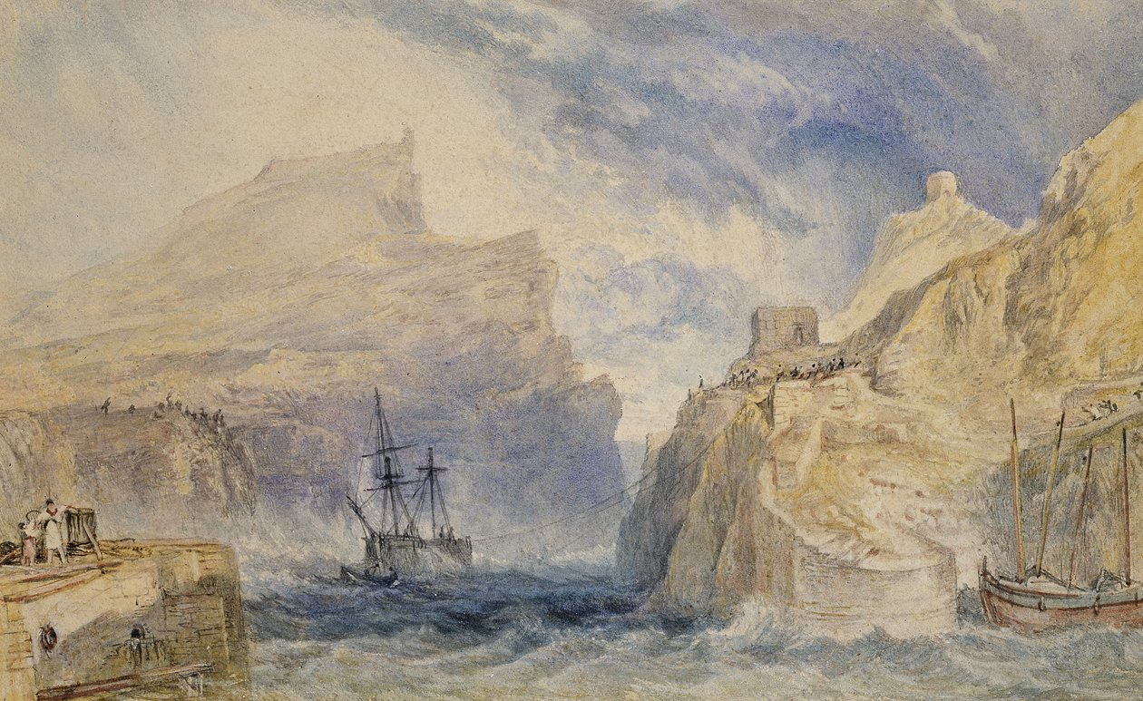 Boscastle, Cornwall, c.1824 (पेन और काली स्याही के साथ ग्रेफाइट पर जल रंग) द्वारा जोसेफ मैलॉर्ड विलियम टर्नर