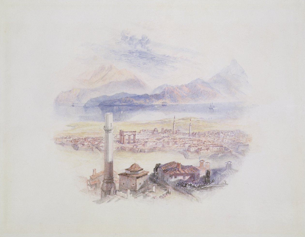 कोरिंथ, एक्रोपोलिस (&39;बायरन के जीवन और कार्यों से चित्रण), c.1831-32 (बेहोश पेंसिल पर wc) द्वारा जोसेफ मैलॉर्ड विलियम टर्नर