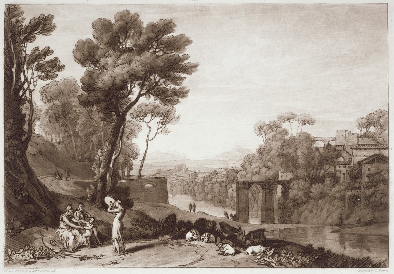 F.3.I &39;लिबर स्टडियोरम&39; से द वुमन एंड द टैम्बोरिन, चार्ल्स टर्नर और कलाकार द्वारा उत्कीर्ण, 1807 द्वारा जोसेफ मैलॉर्ड विलियम टर्नर