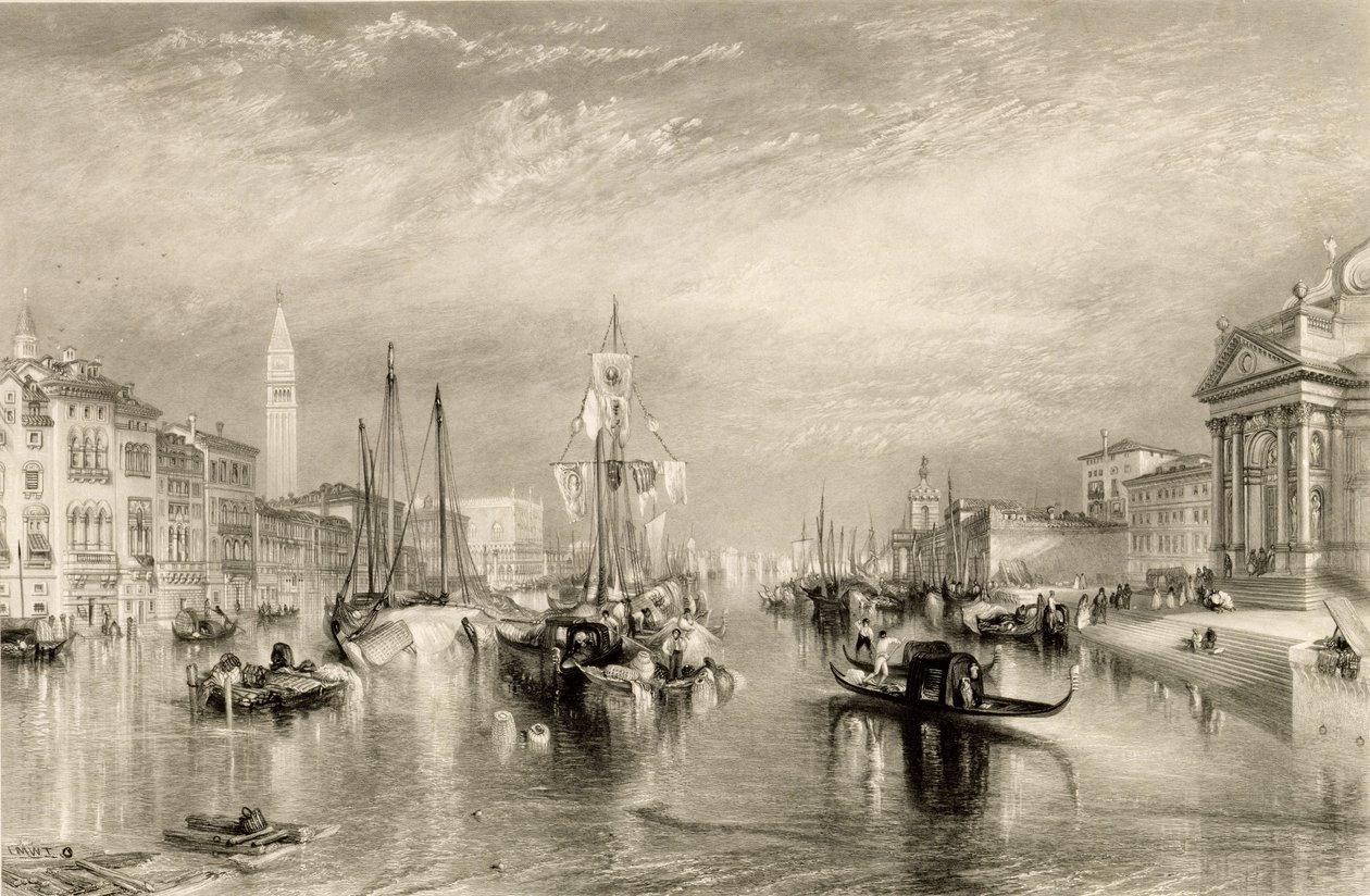 ग्रांड कैनाल, वेनिस, विलियम मिलर (1796-1882) द्वारा उत्कीर्ण 1838-52 द्वारा जोसेफ मैलॉर्ड विलियम टर्नर