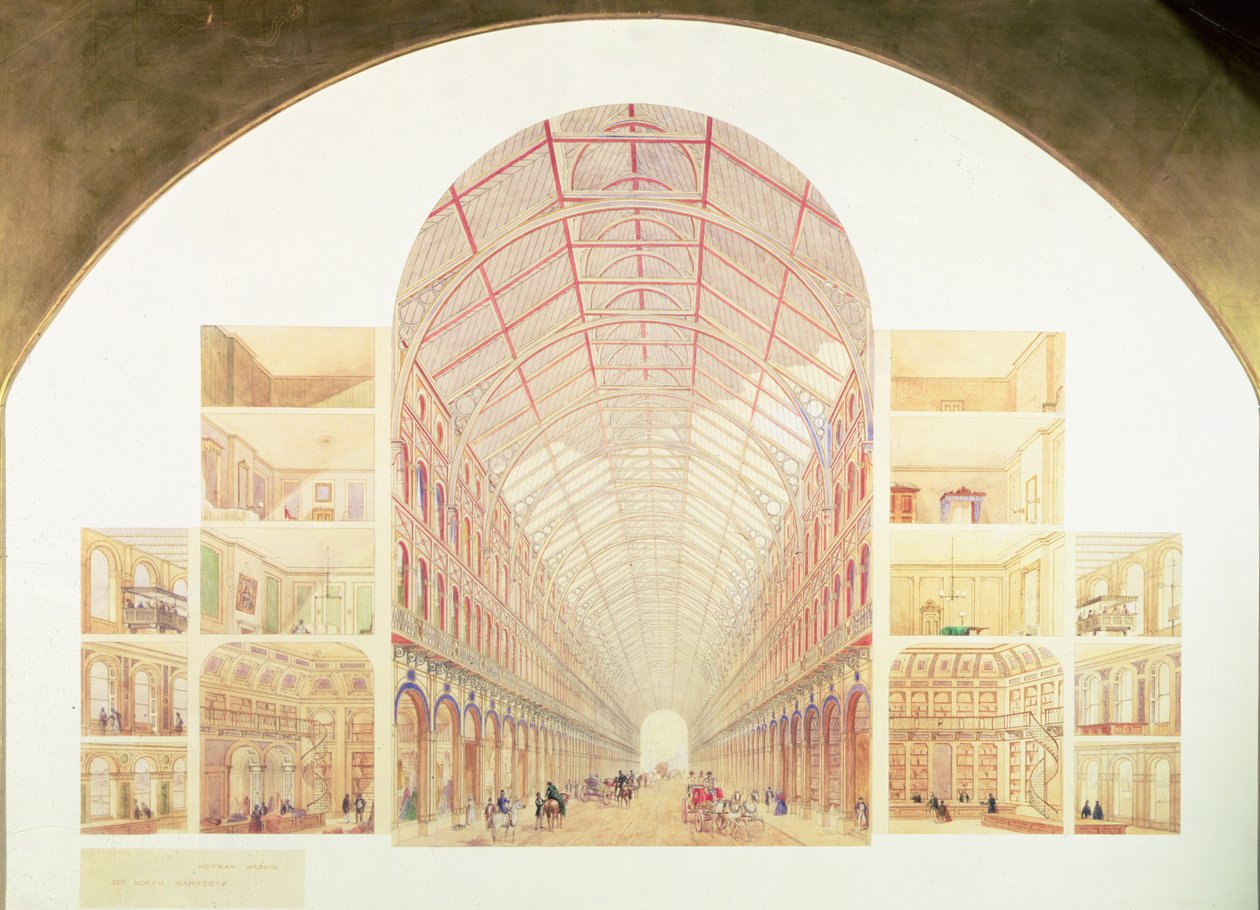 प्रस्तावित महान विक्टोरियन मार्ग का अनुभाग परिप्रेक्ष्य, c.1854 द्वारा जोसेफ पैक्सटन