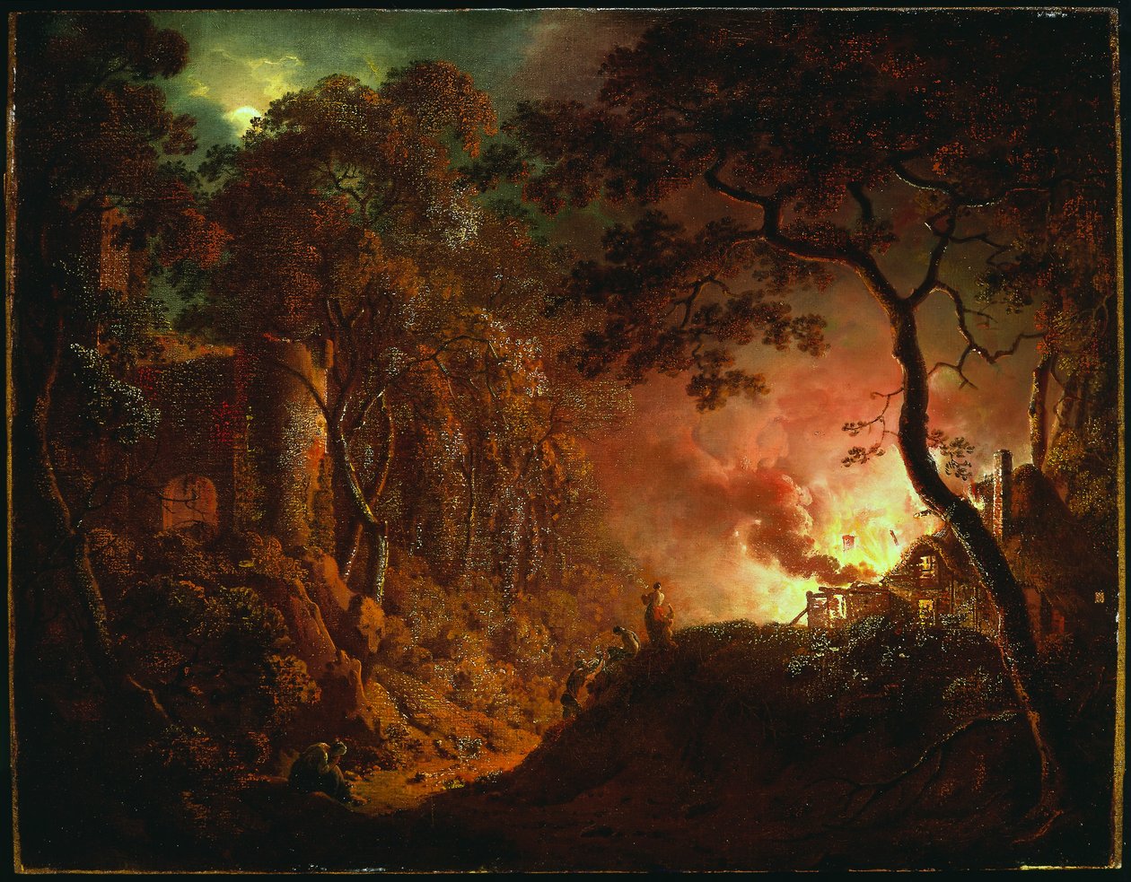 कॉटेज ऑन फायर, c.1786-87 द्वारा डर्बी के जोसेफ राइट
