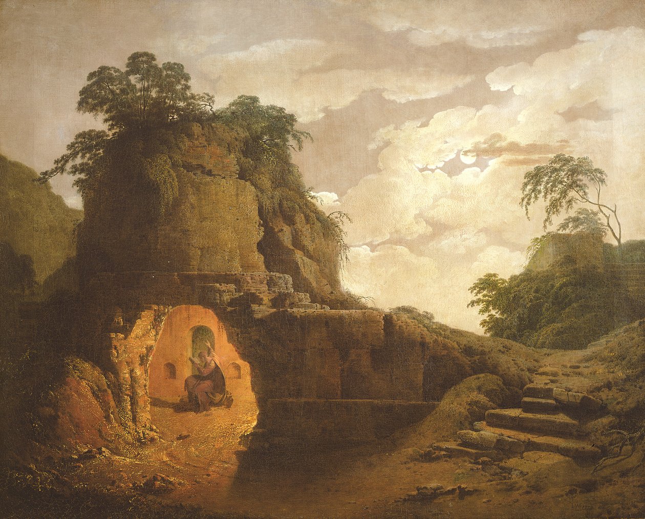 विल्गिल का मकबरा, सिल्लस इटैलिकस के चित्र के साथ, 1779 द्वारा डर्बी के जोसेफ राइट