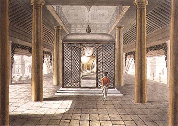जॉर्ज हंट द्वारा उकेरा गया रंगून मंदिर में खड़ा एक सैनिक द्वारा जोसेफ (बाद में) मूर