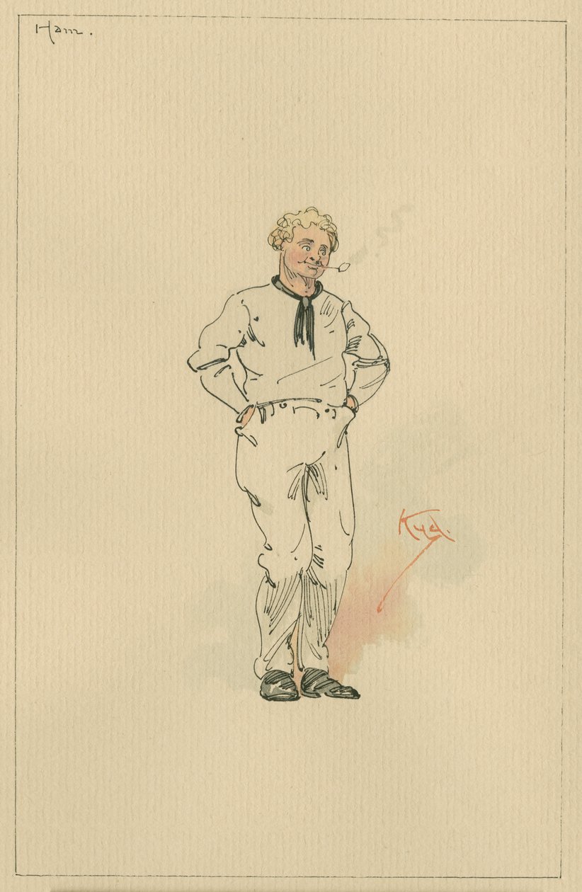Ham Peggotty, c.1920s (कागज पर wc के साथ पेन und ink) द्वारा जोसेफ क्लेटन क्लार्क
