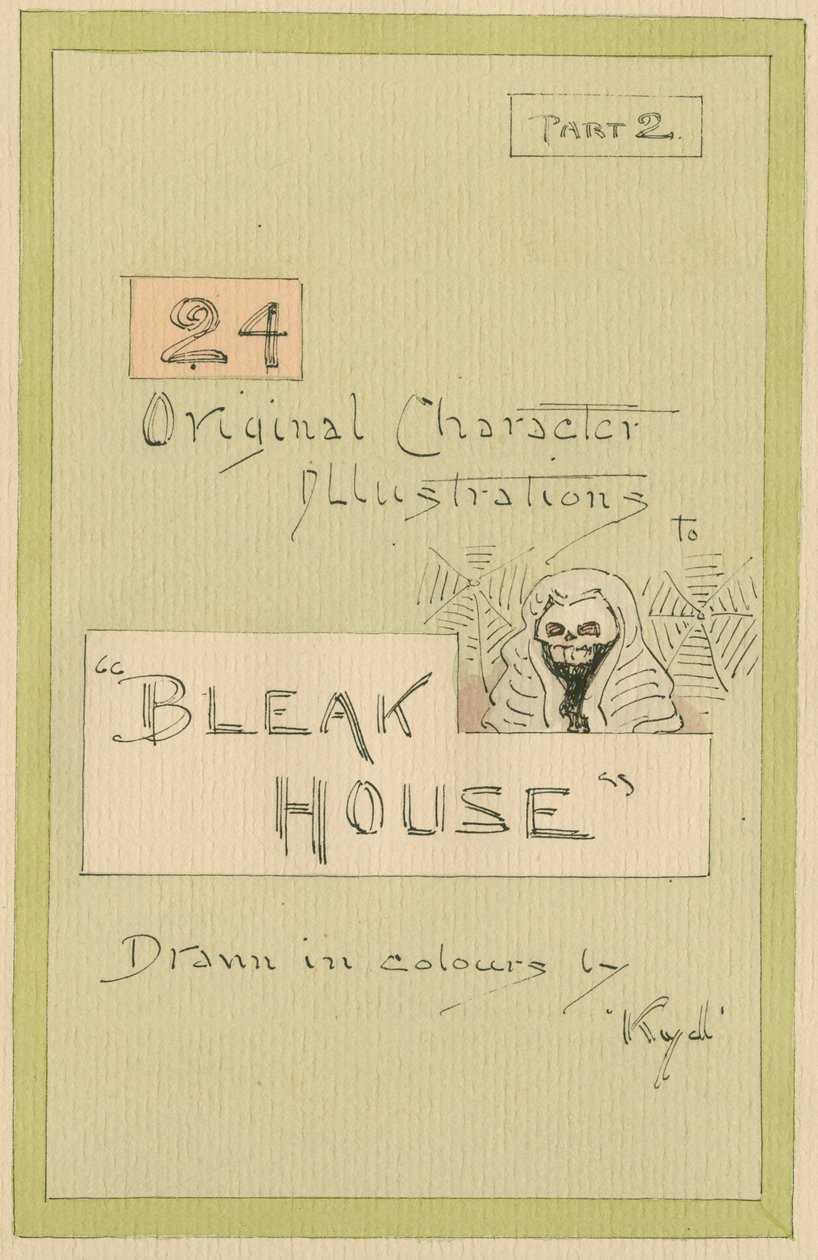 शीर्षक पृष्ठ, &39;ब्लेक हाउस&39; के लिए चित्र, भाग 2, c.1920s (कागज पर wc के साथ पेन इंक) द्वारा जोसेफ क्लेटन क्लार्क