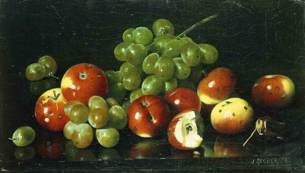 Crabapples और अंगूर के साथ अभी भी जीवन, द्वारा जोसेफ डेकर