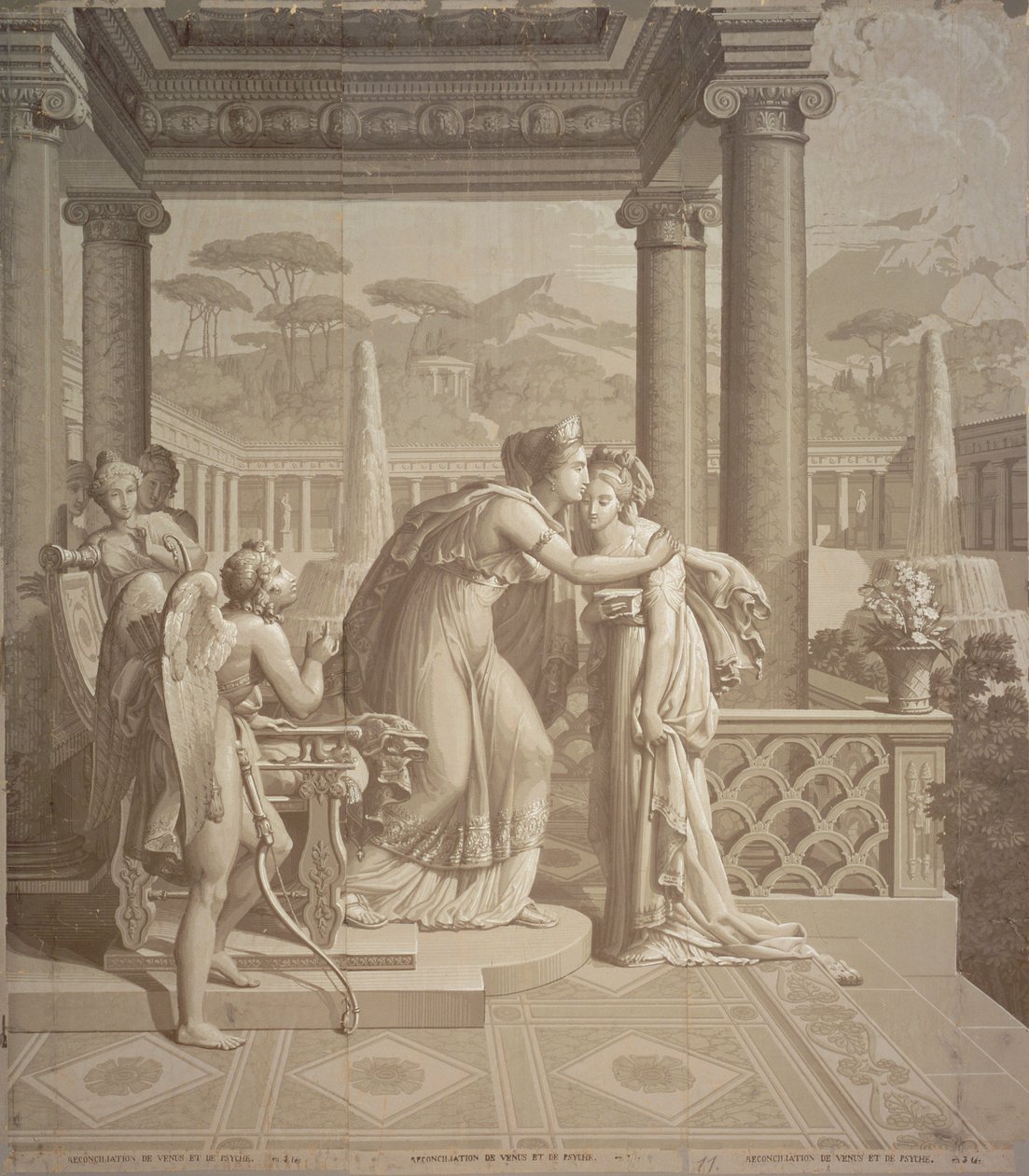 कामदेव और मानस के साथ वॉलपेपर डिजाइन, 1815 द्वारा जोसेफ डफर