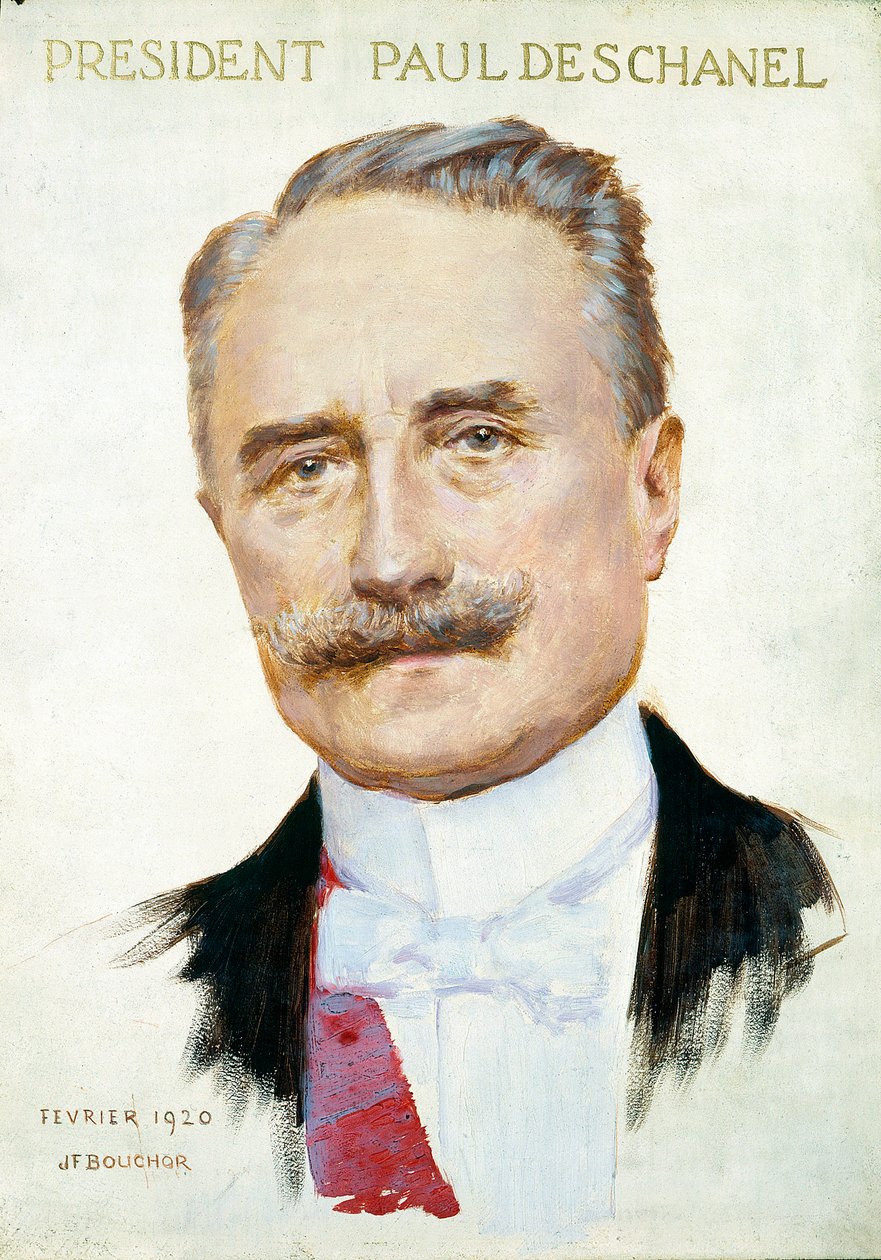 पॉल डेसचनेल का पोर्ट्रेट (1855-1922), गणतंत्र के राष्ट्रपति। जोसेफ फेलिक्स बाउचर द्वारा चित्रण (1853-1937), फरवरी 1920। पेरिस। मुसी कार्नावलेट। द्वारा जोसेफ फेलिक्स बाउचर