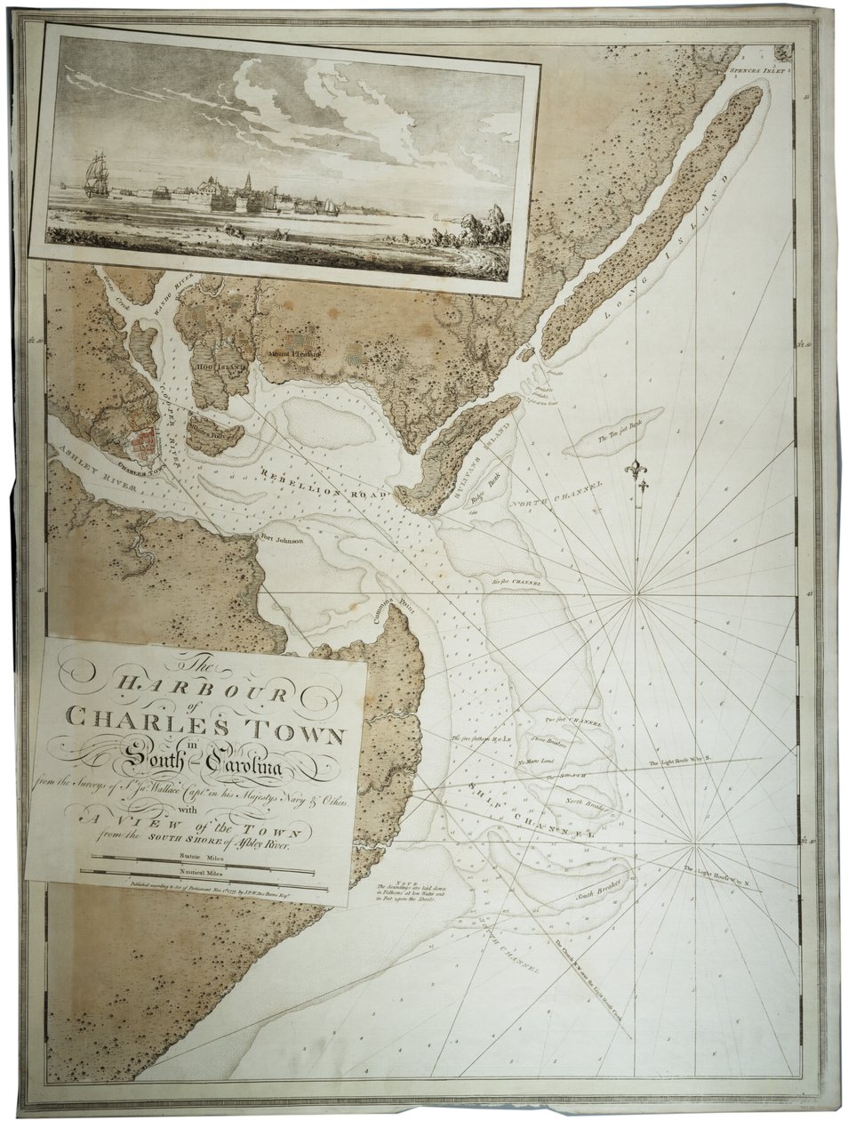 दक्षिण कैरोलिना, 1780 में हार्बर ऑफ चार्ल्सटन [[चार्ल्सटन]] द्वारा जोसेफ फ्रेडरिक वॉलेट डेसबैरेस