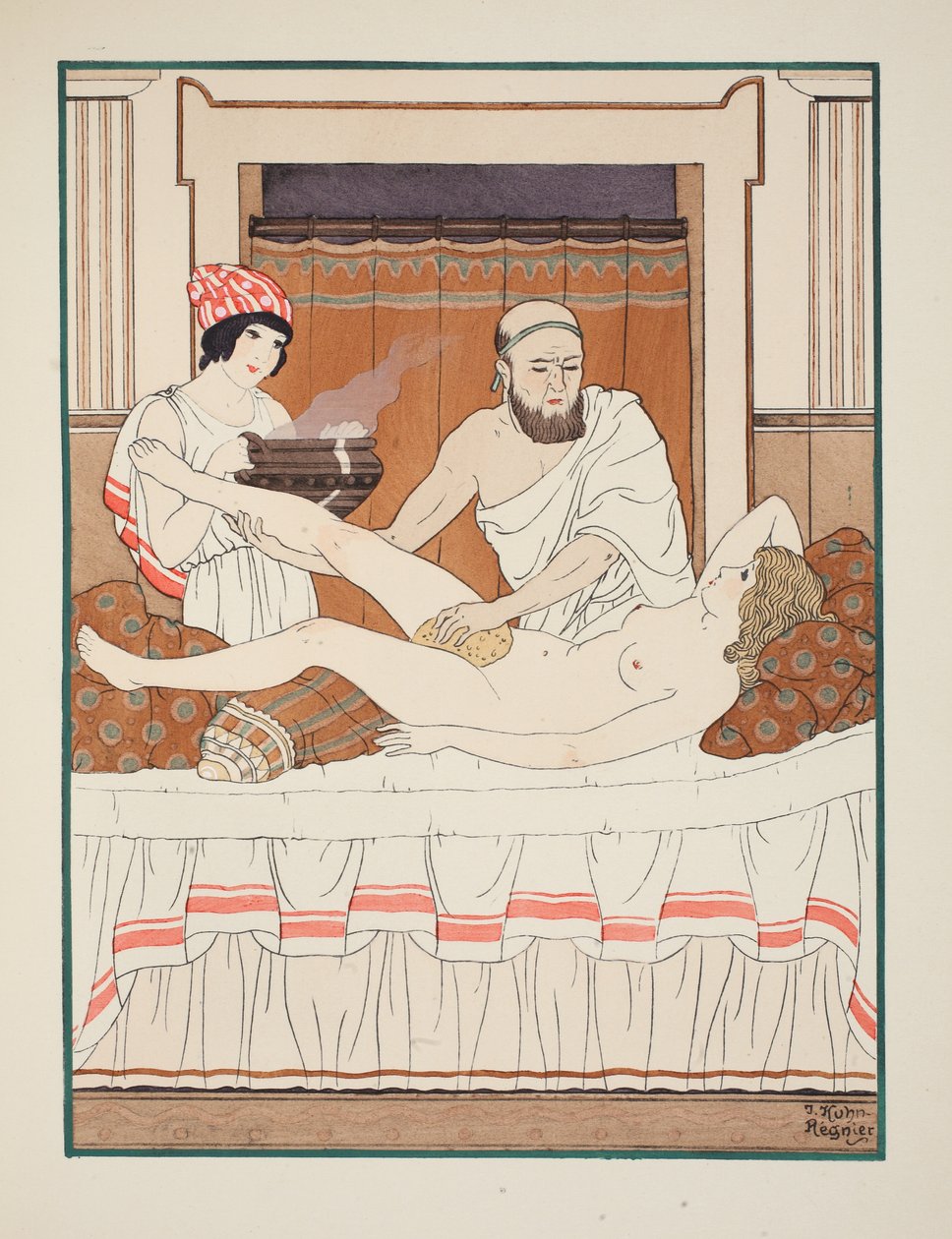 स्पंज बाथ, 1934 के &39;द वर्क्स ऑफ हिप्पोक्रेट्स&39; से चित्रण द्वारा जोसेफ कुह्न रेग्नियर