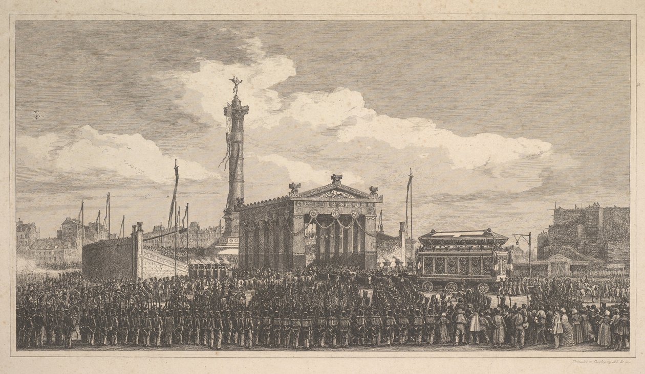 जुलाई, 1840, 1840 के स्तंभ के उद्घाटन का समारोह। द्वारा जोसेफ लुई ट्रिमोलेट