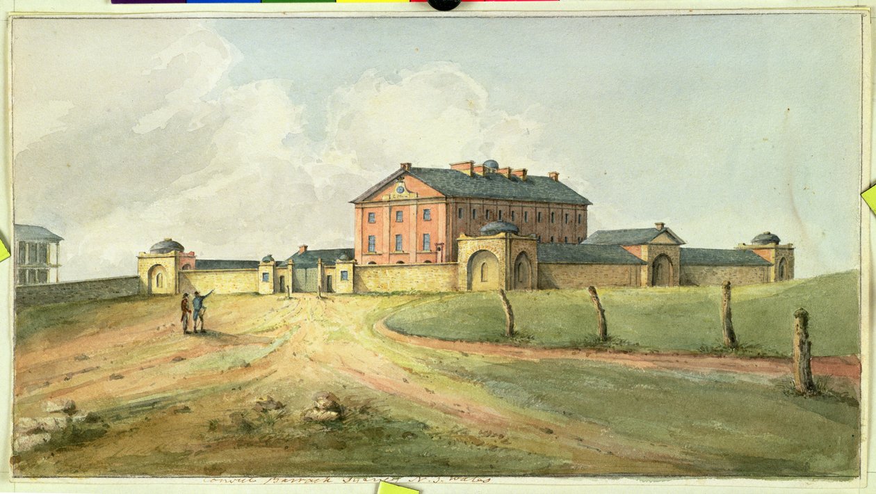 हाइड पार्क बैरक, सिडनी, c.1820 द्वारा जोसेफ लाइकेट