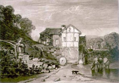 F.37.II वाटर मिल, रॉबर्ट डनकार्टन द्वारा उकेरी गई 'लिबर स्टूडियोरम' से द्वारा जोसेफ मैलोर्ड विलियम (बाद में) टर्नर