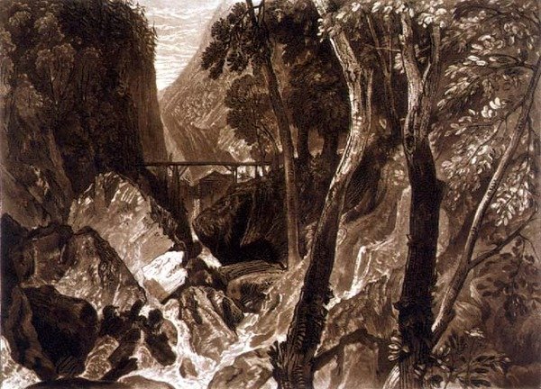 F.54.I मिल, ग्रैंड चार्टरेस के पास, 'लिबर स्टूडियोरम' से, हेनरी डावे द्वारा उकेरी गई द्वारा जोसेफ मैलोर्ड विलियम (बाद में) टर्नर