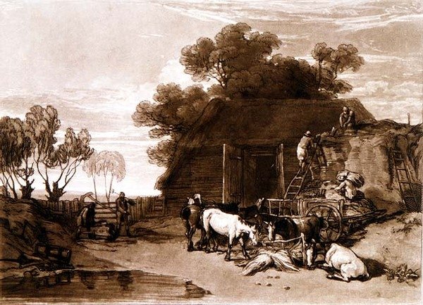 F.7.I द स्ट्रॉ यार्ड, 'लिबर स्टूडियोरम' से, चार्ल्स टर्नर द्वारा उकेरा गया द्वारा जोसेफ मैलोर्ड विलियम (बाद में) टर्नर