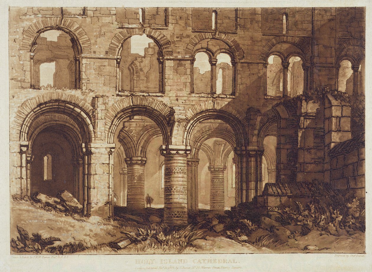 चार्ल्स टर्नर (1773-1857) 1808 (उत्कीर्णन) द्वारा उत्कीर्ण पवित्र द्वीप कैथेड्रल द्वारा जोसेफ मैलोर्ड विलियम (बाद में) टर्नर
