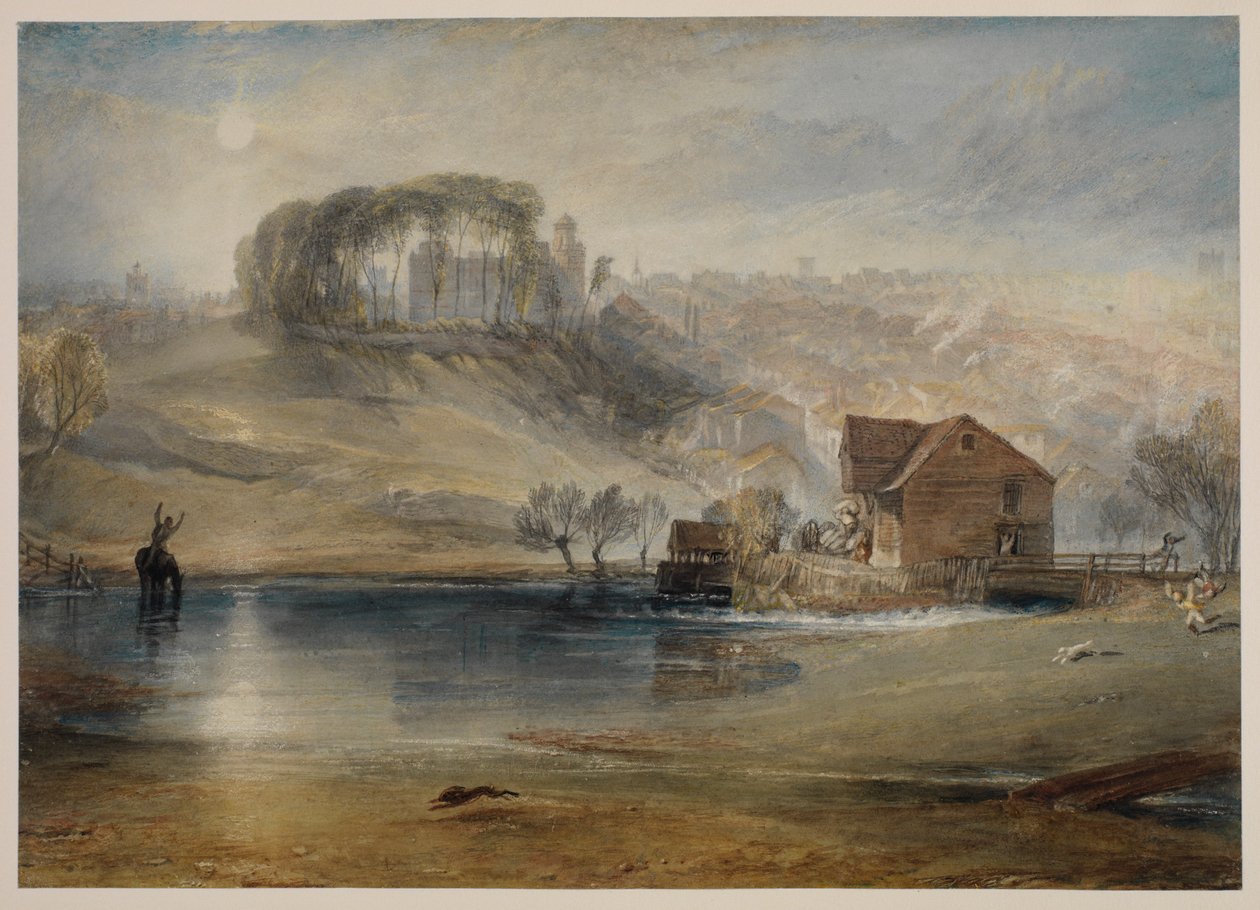 कोलचेस्टर, एसेक्स, c.1825-26 (पेंसिल, वॉटरकलर, बॉडीकोलर और वोव पेपर पर स्क्रैपिंग, अब जापानी ऊतक पर रखी गई है) द्वारा जोसेफ मैलॉर्ड विलियम टर्नर