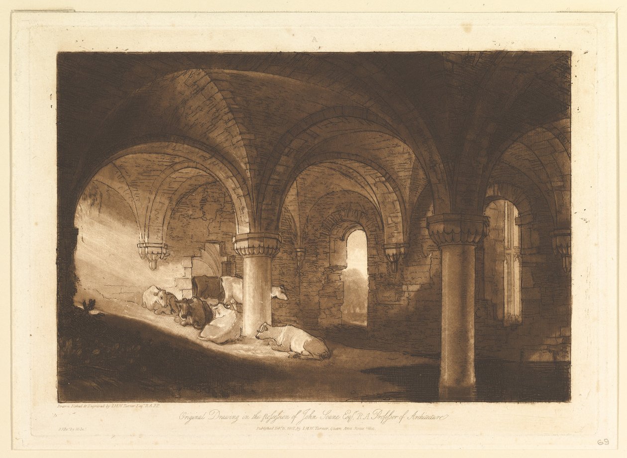 किर्कस्टाल एबे लिबर स्टडियोरम का क्रिप्ट, भाग VIII, प्लेट 39, 11 फरवरी, 1812। द्वारा जोसेफ मैलॉर्ड विलियम टर्नर