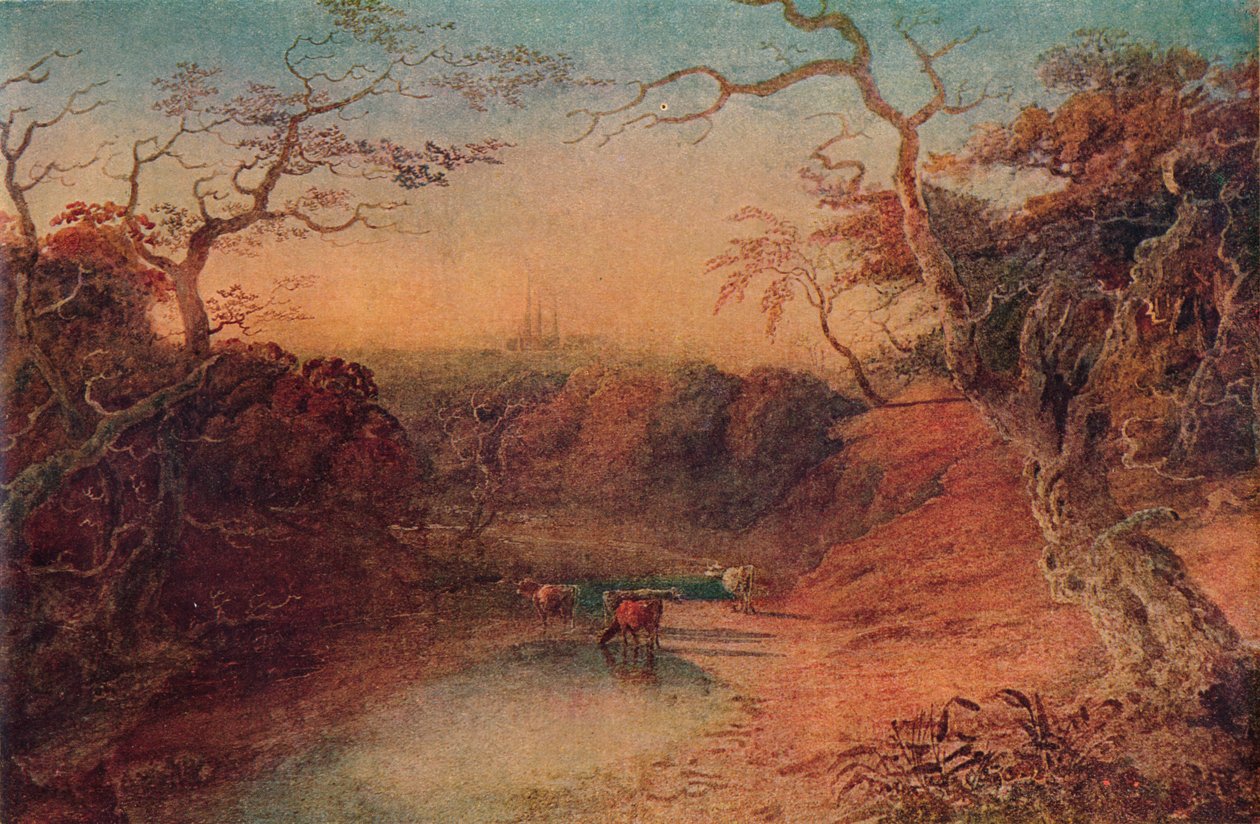 लिचफील्ड कैथेड्रल का दूर का दृश्य, 1909 द्वारा जोसेफ मैलॉर्ड विलियम टर्नर