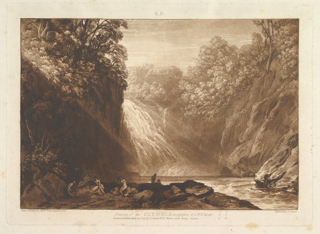 क्लाइड लिबर स्टडियोरम की ड्राइंग, भाग IV, प्लेट 18, 29 मार्च, 1809। द्वारा जोसेफ मैलॉर्ड विलियम टर्नर