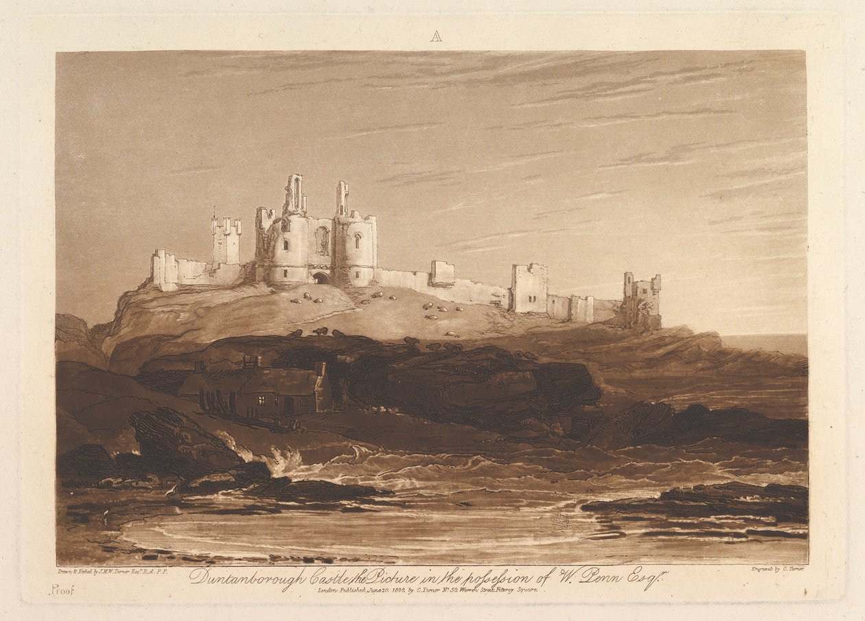 Dunstanborough कैसल बुक अध्ययन, भाग 3, प्लेट 14, 10 जून, 1808। द्वारा जोसेफ मैलॉर्ड विलियम टर्नर