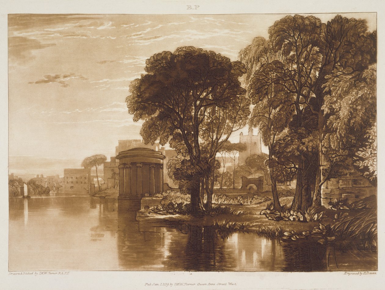 F.63.I आइलवर्थ, &39;लिबर स्टडियोरम&39; से, 1819 में हेनरी डाव द्वारा उत्कीर्ण किया गया द्वारा जोसेफ मैलॉर्ड विलियम टर्नर