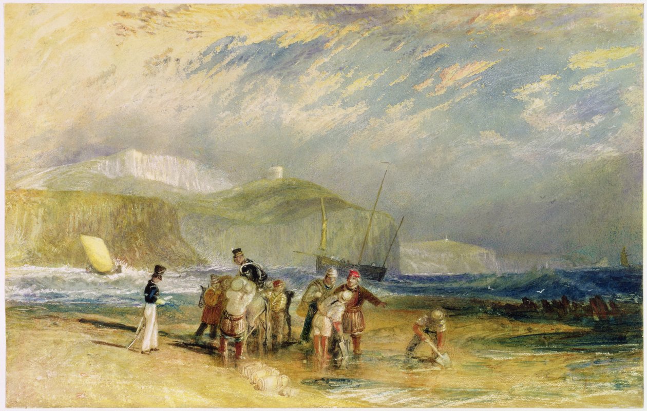 फॉनस्टोन हार्बर और कोवोन कोस्ट, c.1830 (कागज पर wc और gouache) द्वारा जोसेफ मैलॉर्ड विलियम टर्नर