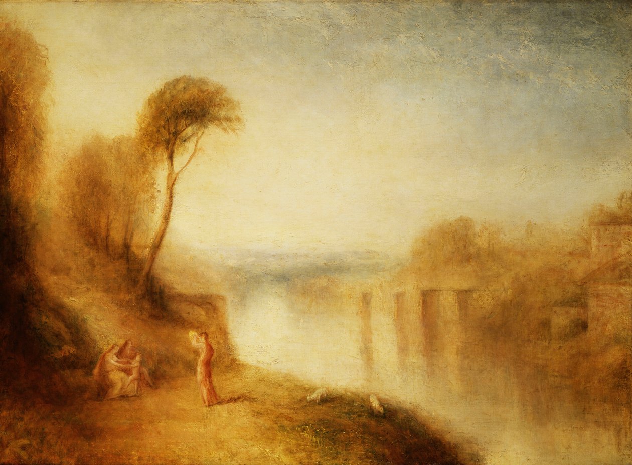 लैंडस्केप: वुमन विद टैम्बोरिन, सी .1840-50 द्वारा जोसेफ मैलॉर्ड विलियम टर्नर