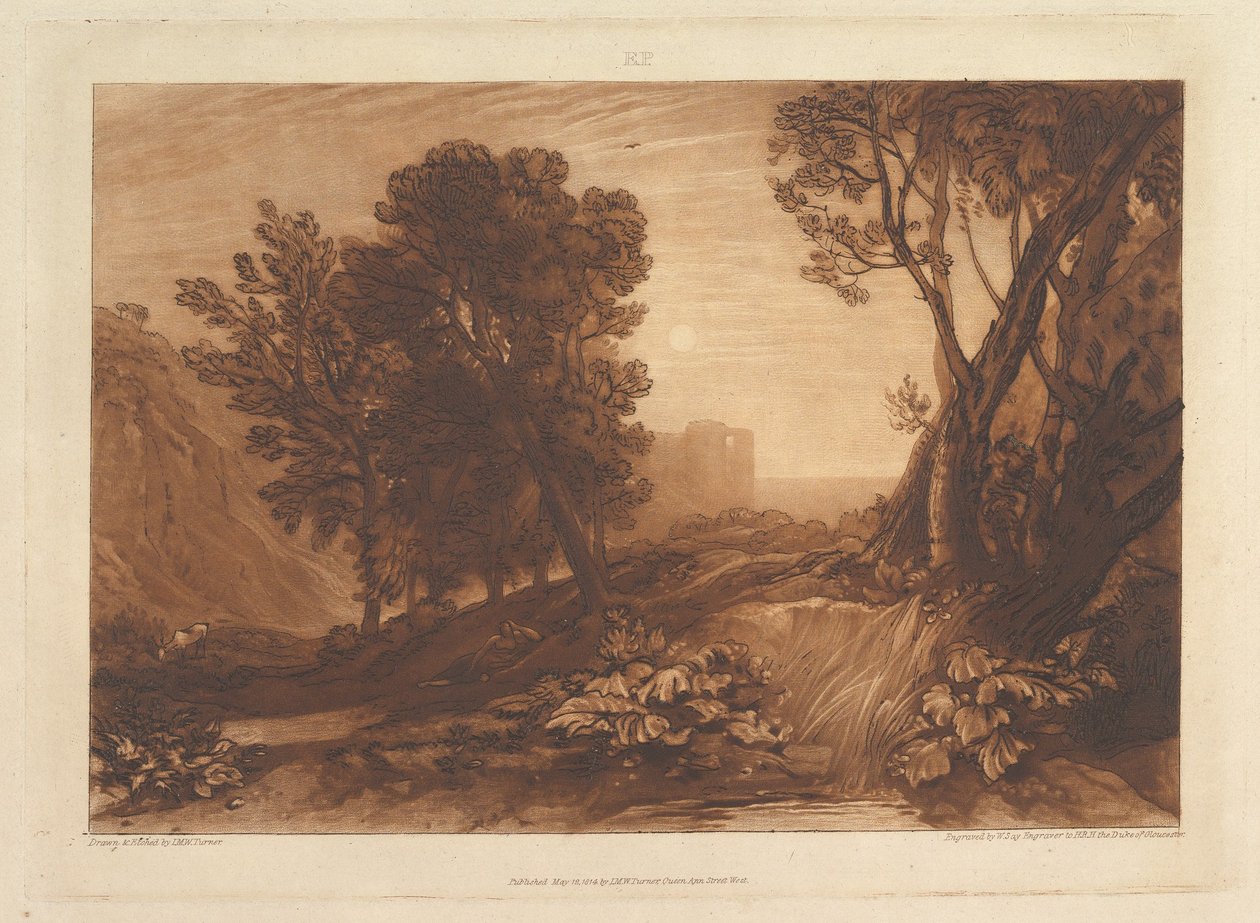 एकांत, या द रीडिंग मैग्डलेन लिबर स्टडियोरम, भाग XI, प्लेट 53, 12 मई, 1814। द्वारा जोसेफ मैलॉर्ड विलियम टर्नर
