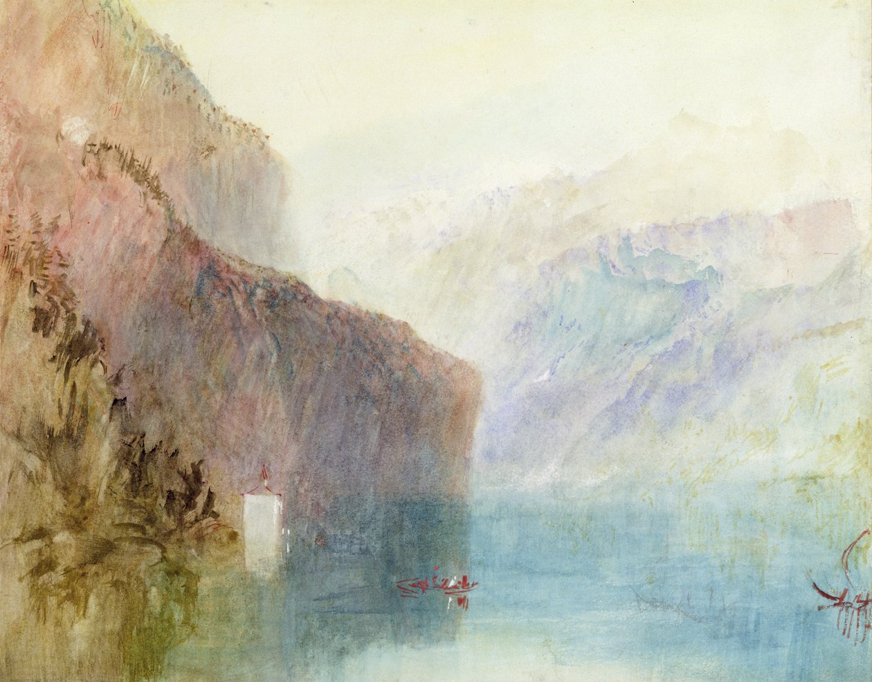 टेल चैपल, लेक ल्यूसर्न, c.1841 (कागज पर पेन वाला वाटर कलर) द्वारा जोसेफ मैलॉर्ड विलियम टर्नर