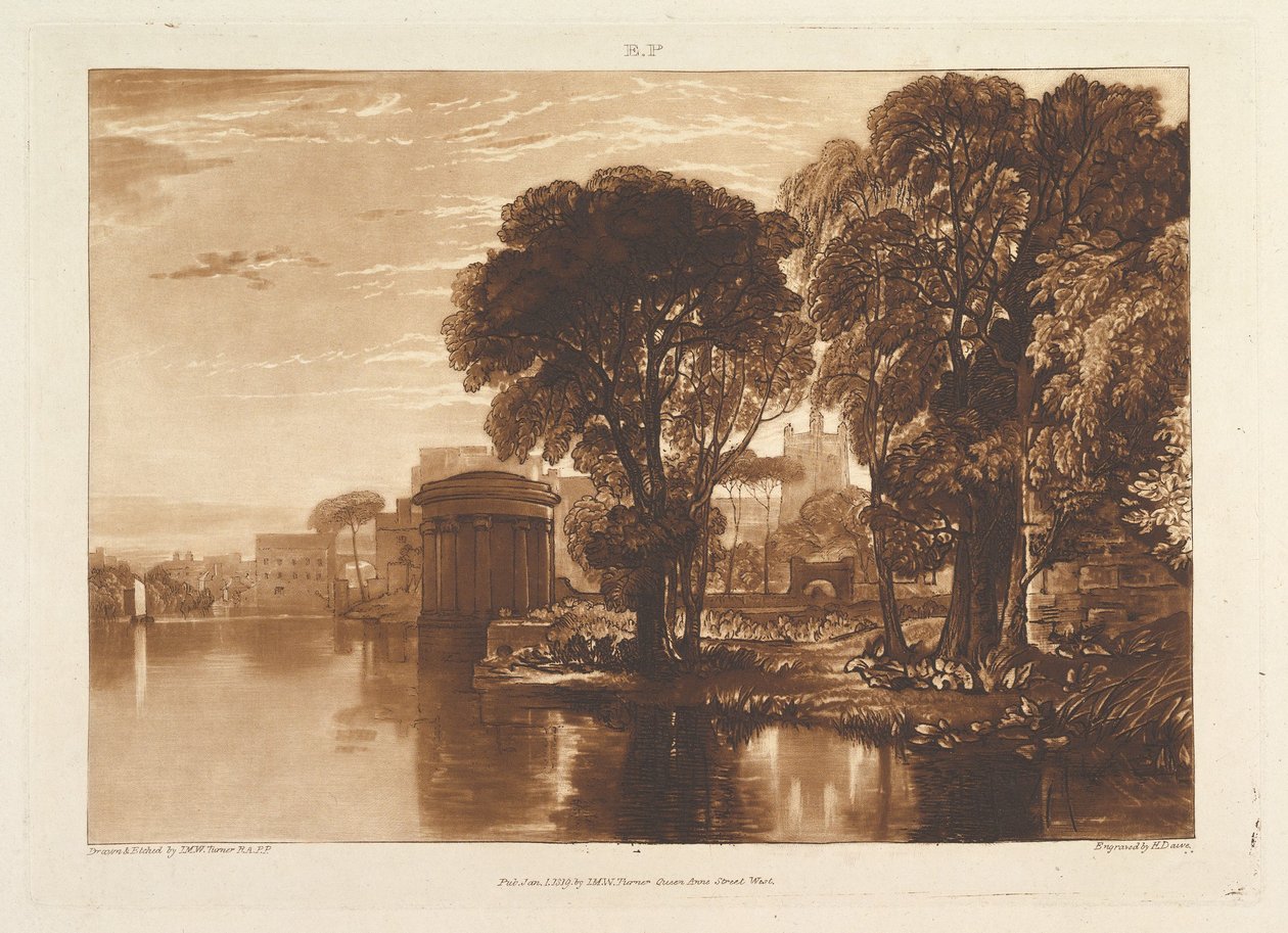 द एल्लोव, आइलवर्थ लिबर स्टडियोरम, भाग XIII, प्लेट 63, 1 जनवरी, 1819। द्वारा जोसेफ मैलॉर्ड विलियम टर्नर