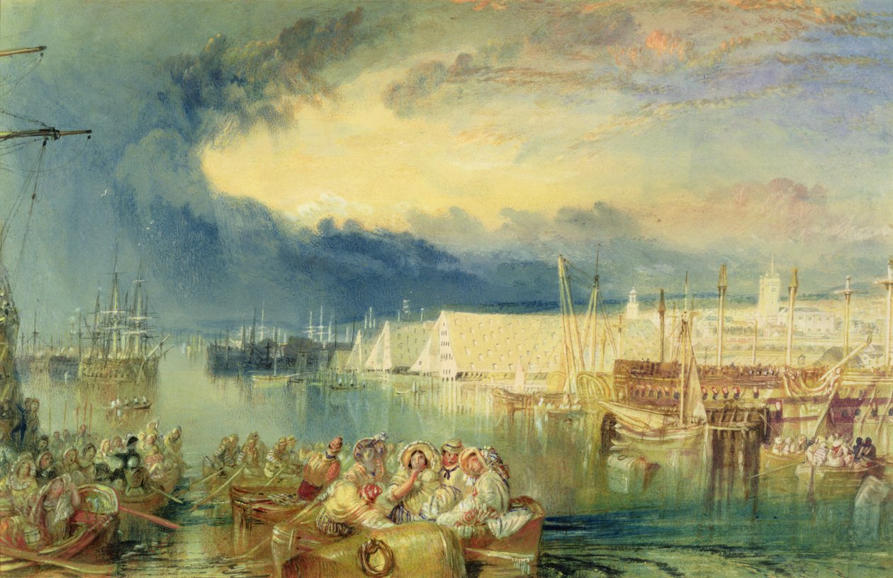 डॉकयार्ड, डेवनपोर्ट, c.1825-29 (कागज पर wc और gouache) द्वारा जोसेफ मैलॉर्ड विलियम टर्नर