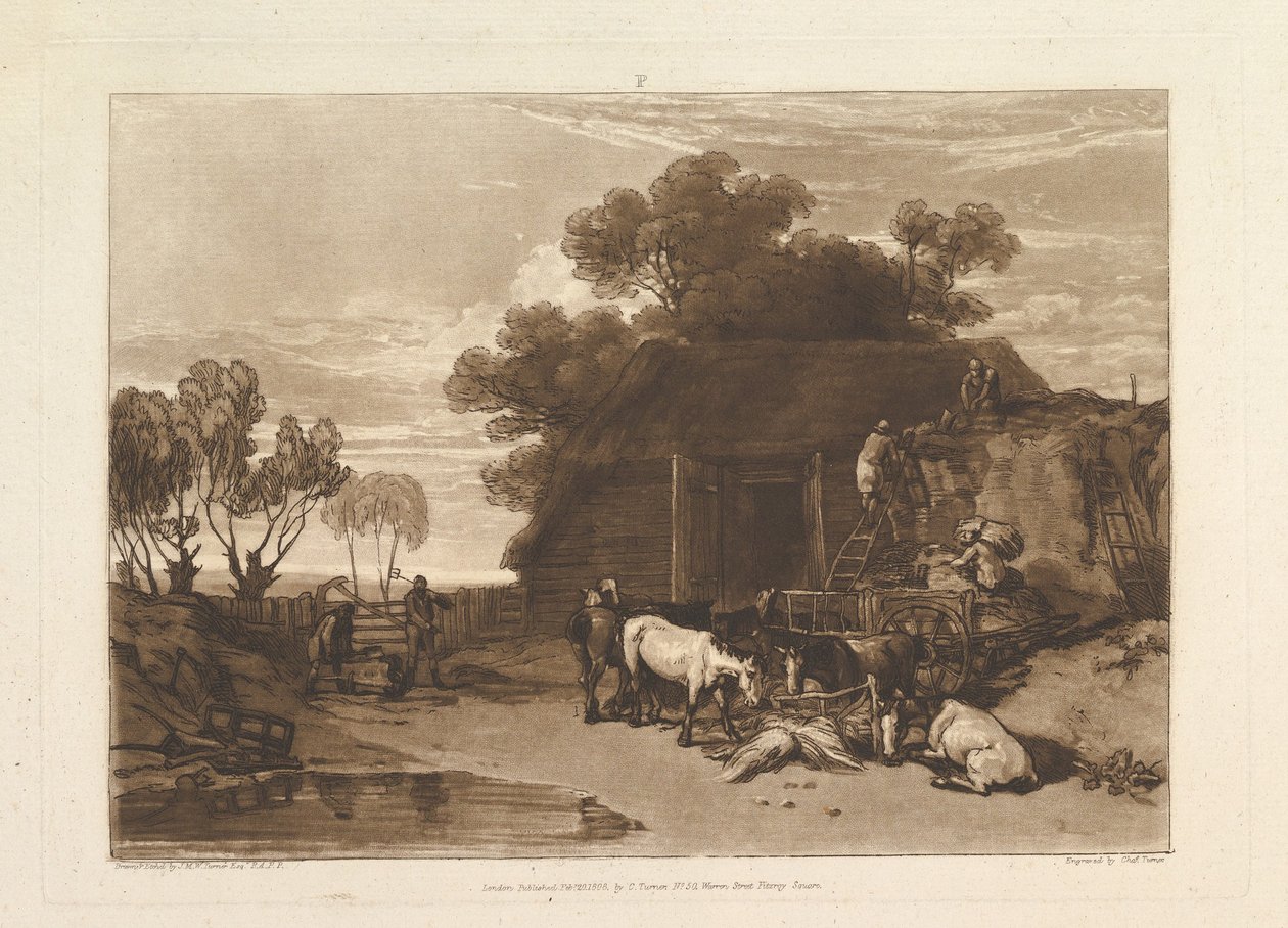 स्ट्रॉ यार्ड लिबर स्टडियोरम, भाग II, प्लेट 7, 20 फरवरी, 1808। द्वारा जोसेफ मैलॉर्ड विलियम टर्नर