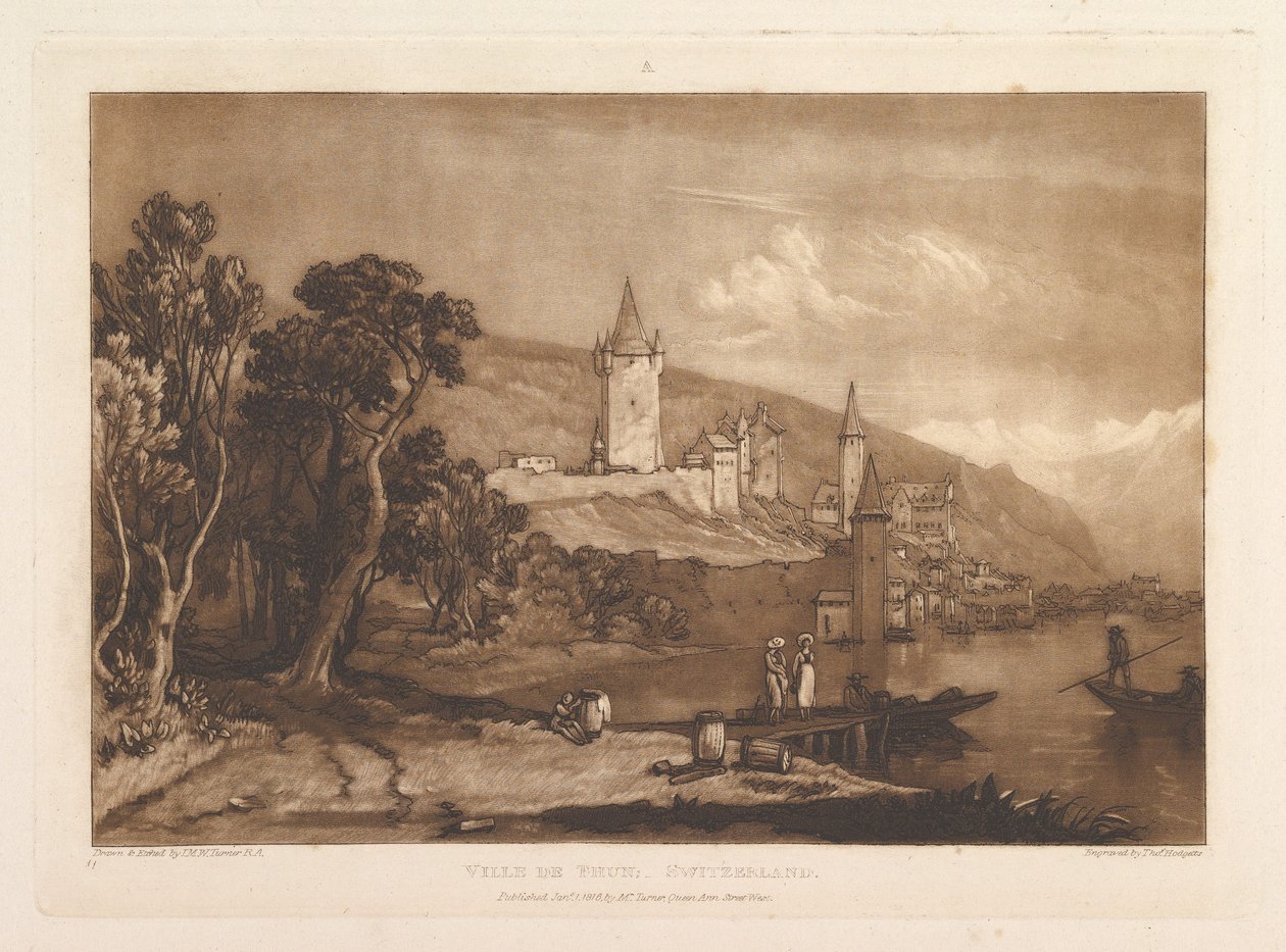 विले डे थून, स्विटज़रलैंड लिबर स्टडी रूम, भाग XII, प्लेट 59, 1 जनवरी, 1816। द्वारा जोसेफ मैलॉर्ड विलियम टर्नर