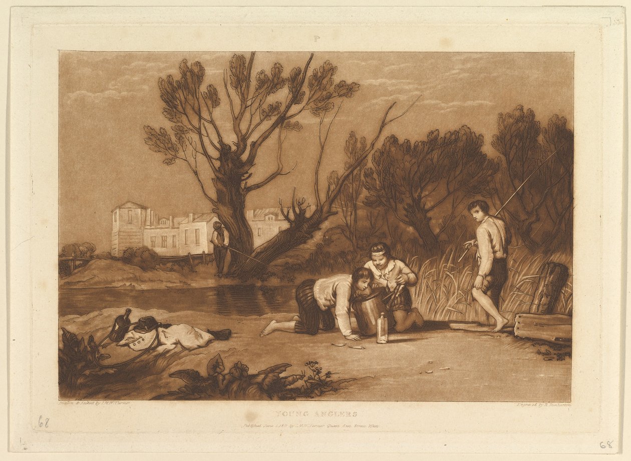 युवा Anglers बुक अध्ययन, भाग 7, थाली 32, 1 जून, 1811। द्वारा जोसेफ मैलॉर्ड विलियम टर्नर