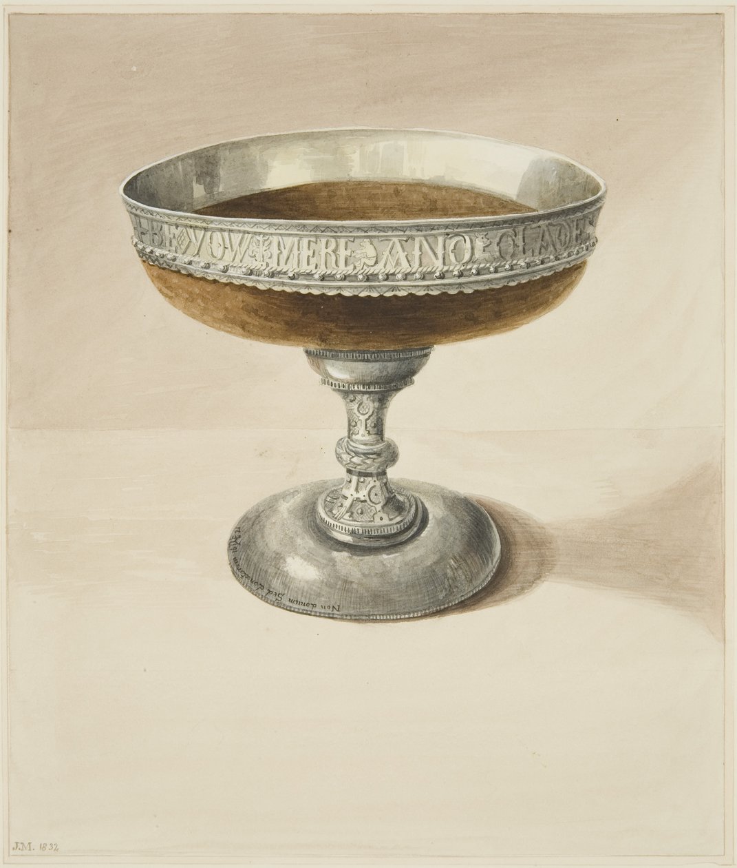 Mazer बाउल और Tazza, एक साथ जुड़ गए (कागज पर पानी के रंग का) द्वारा जोसेफ मैनिंग