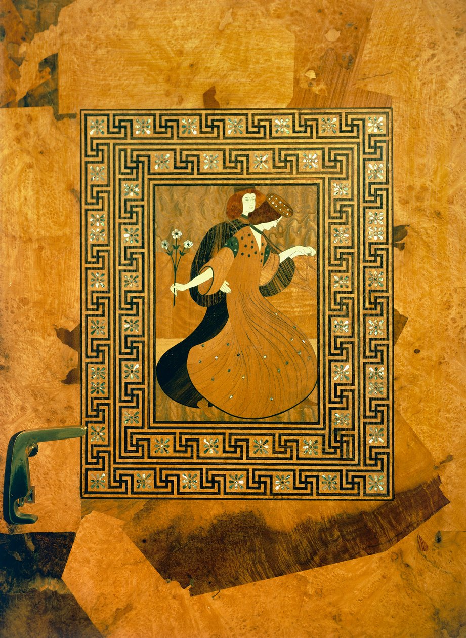 वीर दृश्य, संगीत हॉल के दरवाजे पर सजावटी जड़ना, जोसेफ मारिया ओलब्रिच (1867-1908), वियना, ऑस्ट्रिया द्वारा ड्राइंग द्वारा जोसेफ मारिया ओलब्रिच