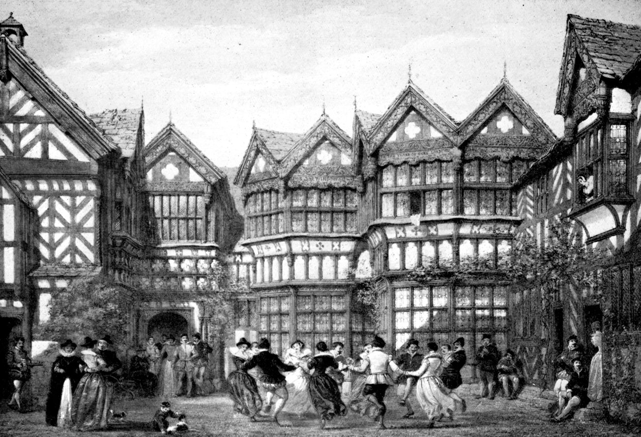 लिटिल मोरेटन, 1925 में 16 वीं शताब्दी की टिम्बरवर्क। द्वारा जोसेफ नैश
