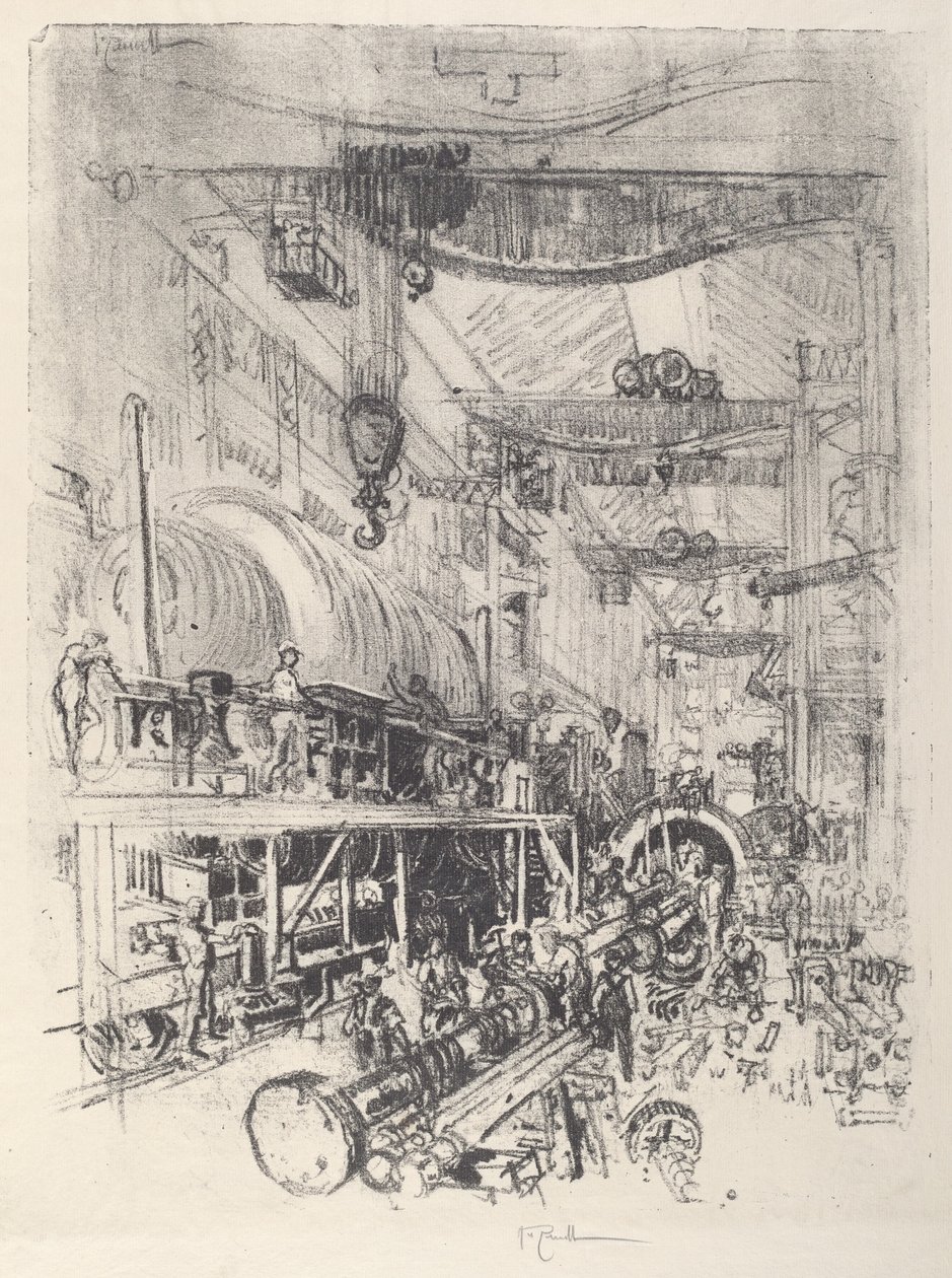 टर्बाइन इंजन बनाना, 1917। द्वारा जोसेफ पेनेल
