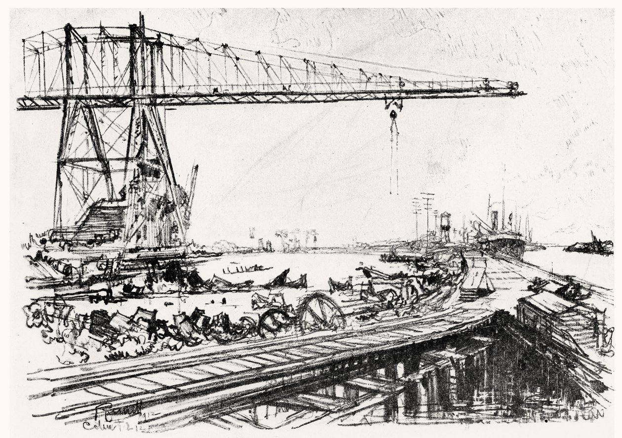 माउंट होप, जोसेफ पेनेल, 1912 (चारकोल) द्वारा पनामा नहर से प्लेट II द्वारा जोसेफ पेनेल