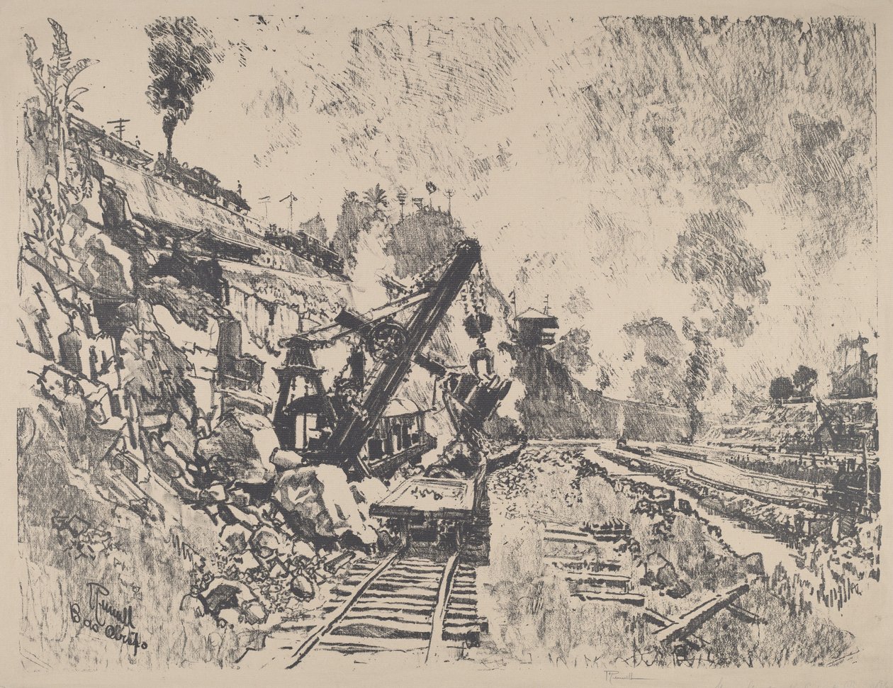 कुलेबरा कट, 1912 में काम पर भाप फावड़ा। द्वारा जोसेफ पेनेल