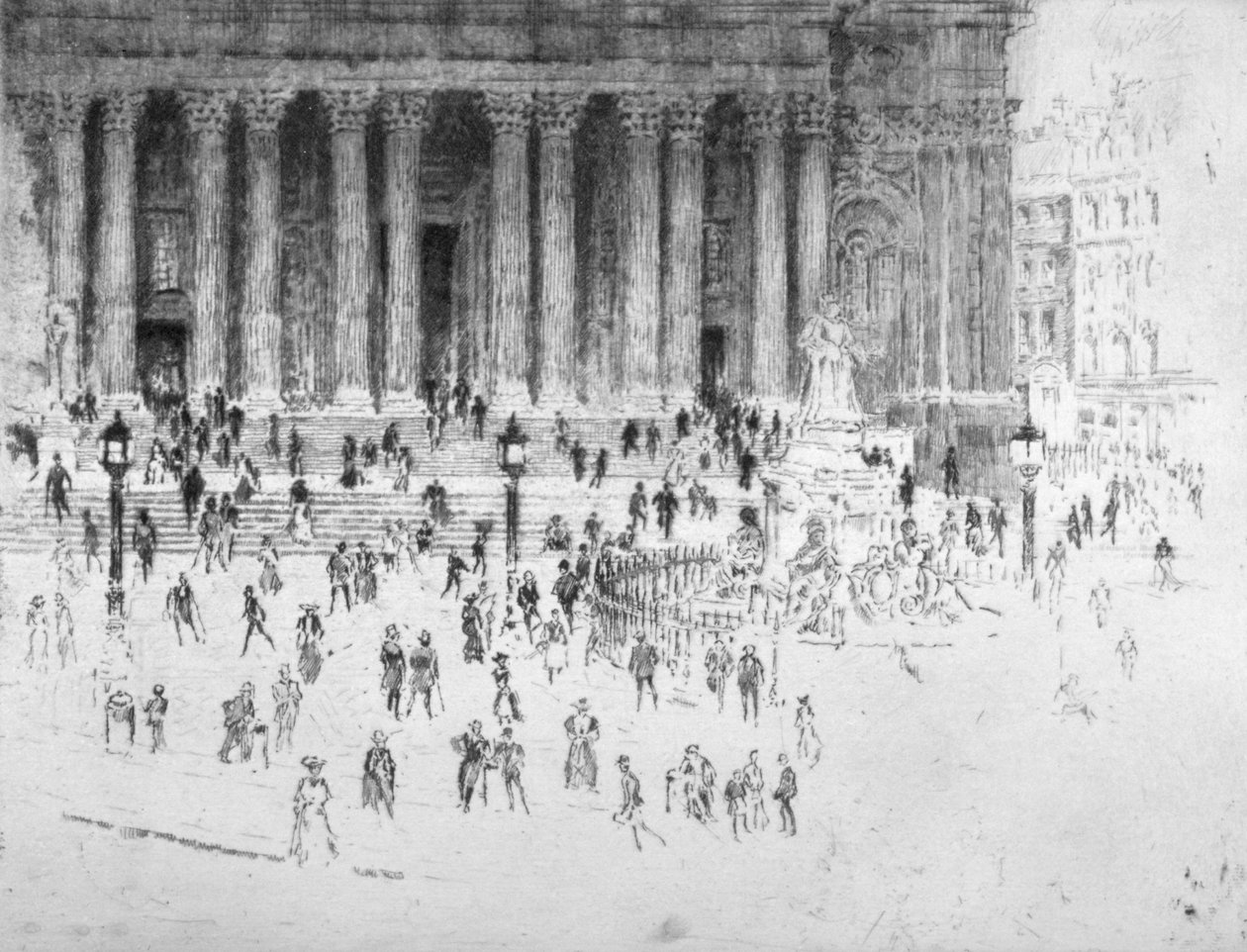 सेंट पॉल कैथेड्रल, लंदन शहर, 1900 के पश्चिमी मोर्चे के बाहर कदम द्वारा जोसेफ पेनेल